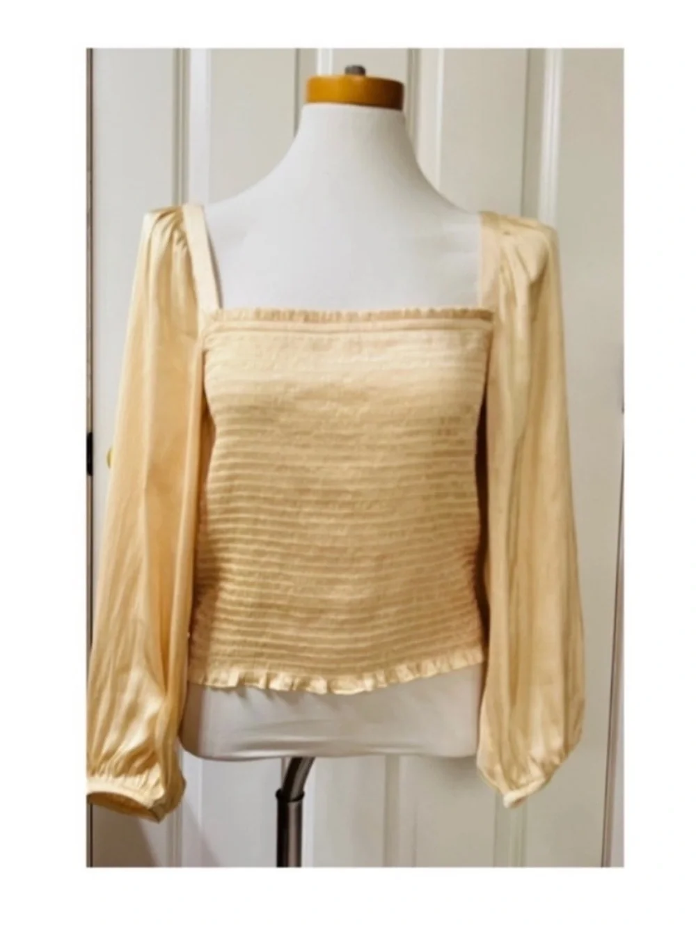 J.Crew Squareneck Smocked Satin Top